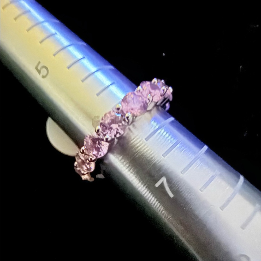 Pink Crystal Eternity Stackable Ring - Sparkling Women's Ring